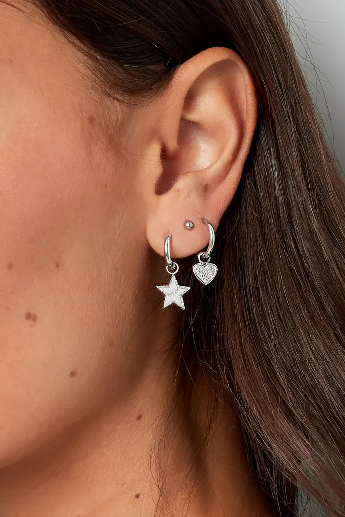 Oorbellen ster met print Goud