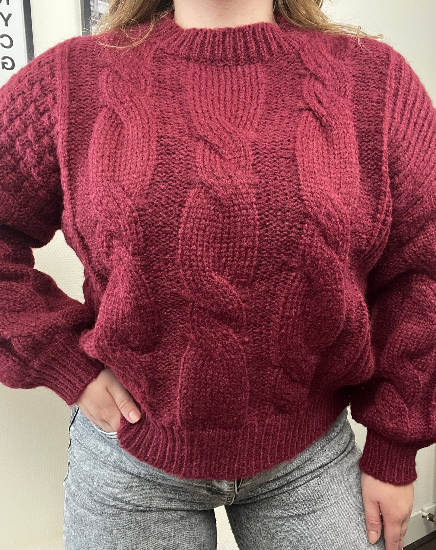 Sweater Cable Bordeaux