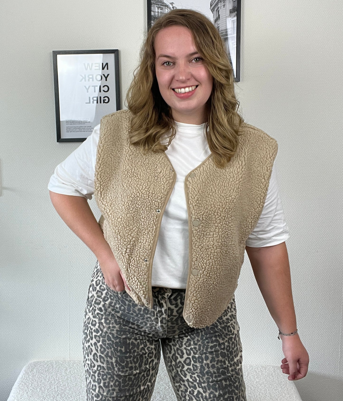 Teddy Vest Beige