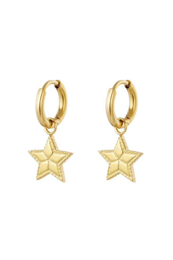 Oorbellen ster met print Goud