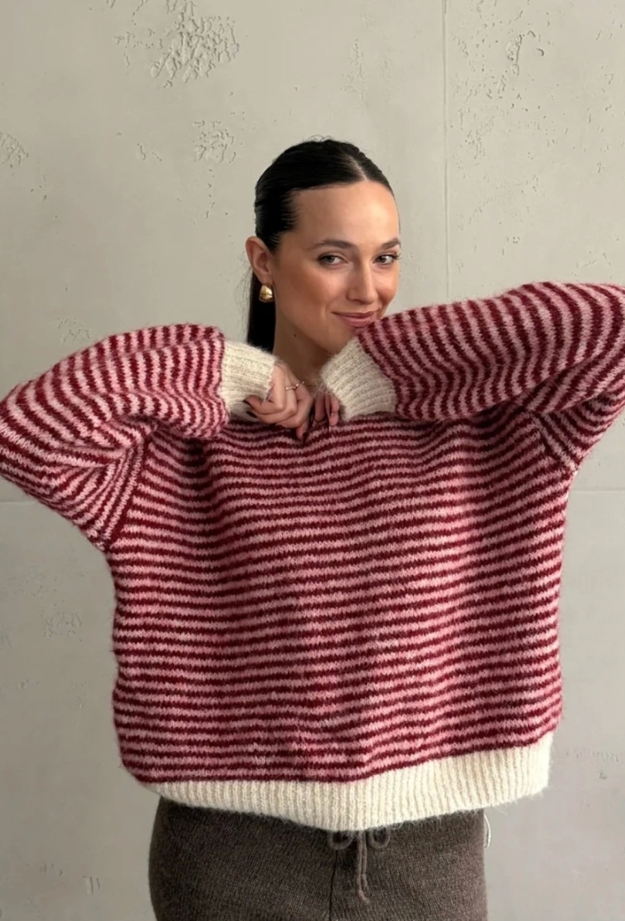 Sweater Macey rood/roze