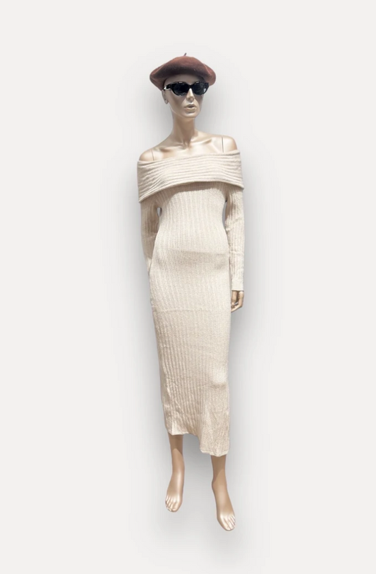 Jurk Yuna Off-shoulder Ecru