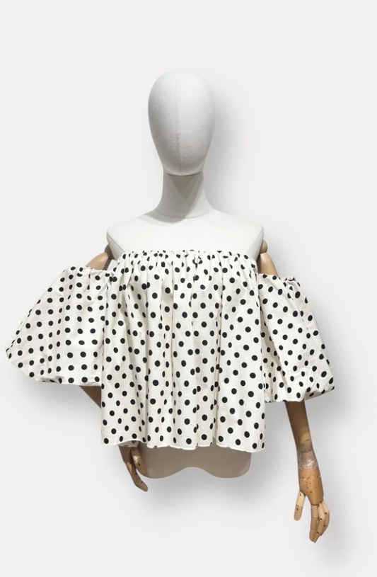 Top Nora polka dots Wit