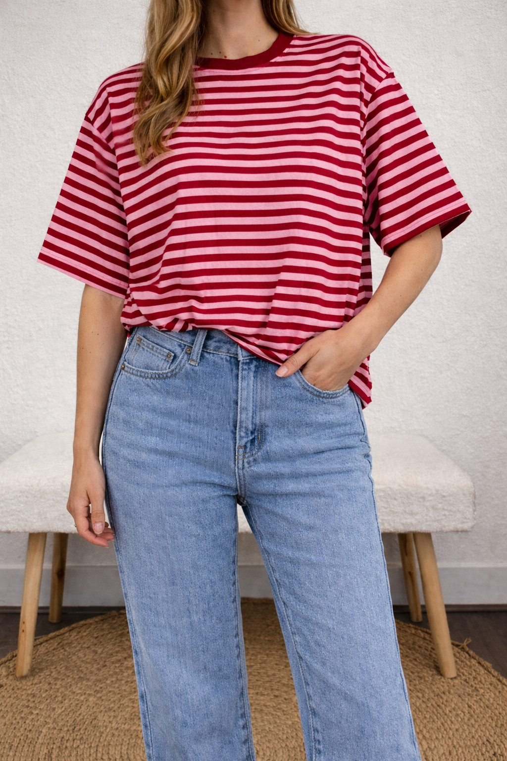 Gestreepte top Livia Roze/Bordeaux