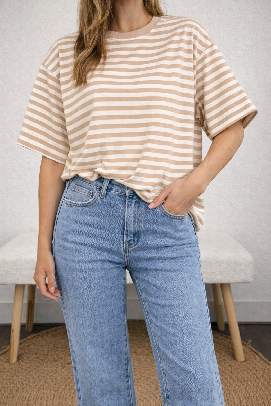 Gestreepte top Livia Beige