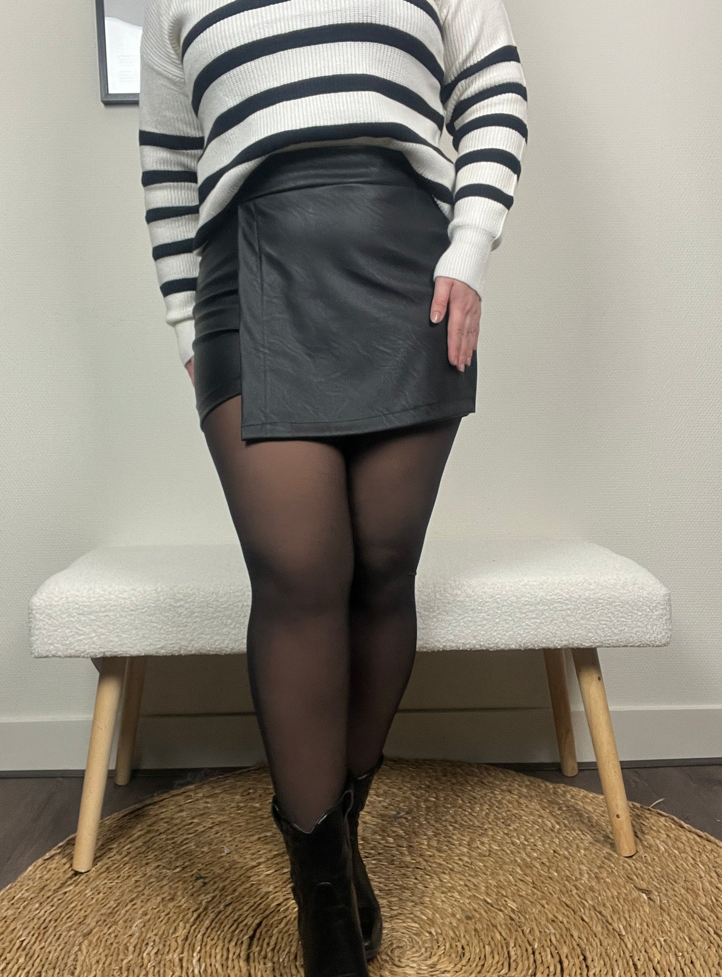 Skort Leather look Zwart