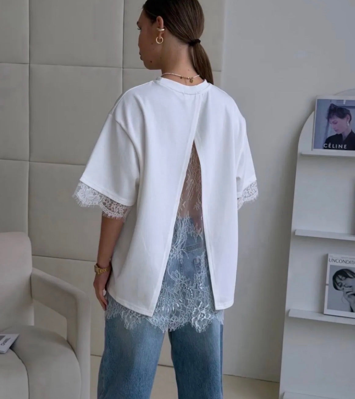 Kanten top Leila Wit