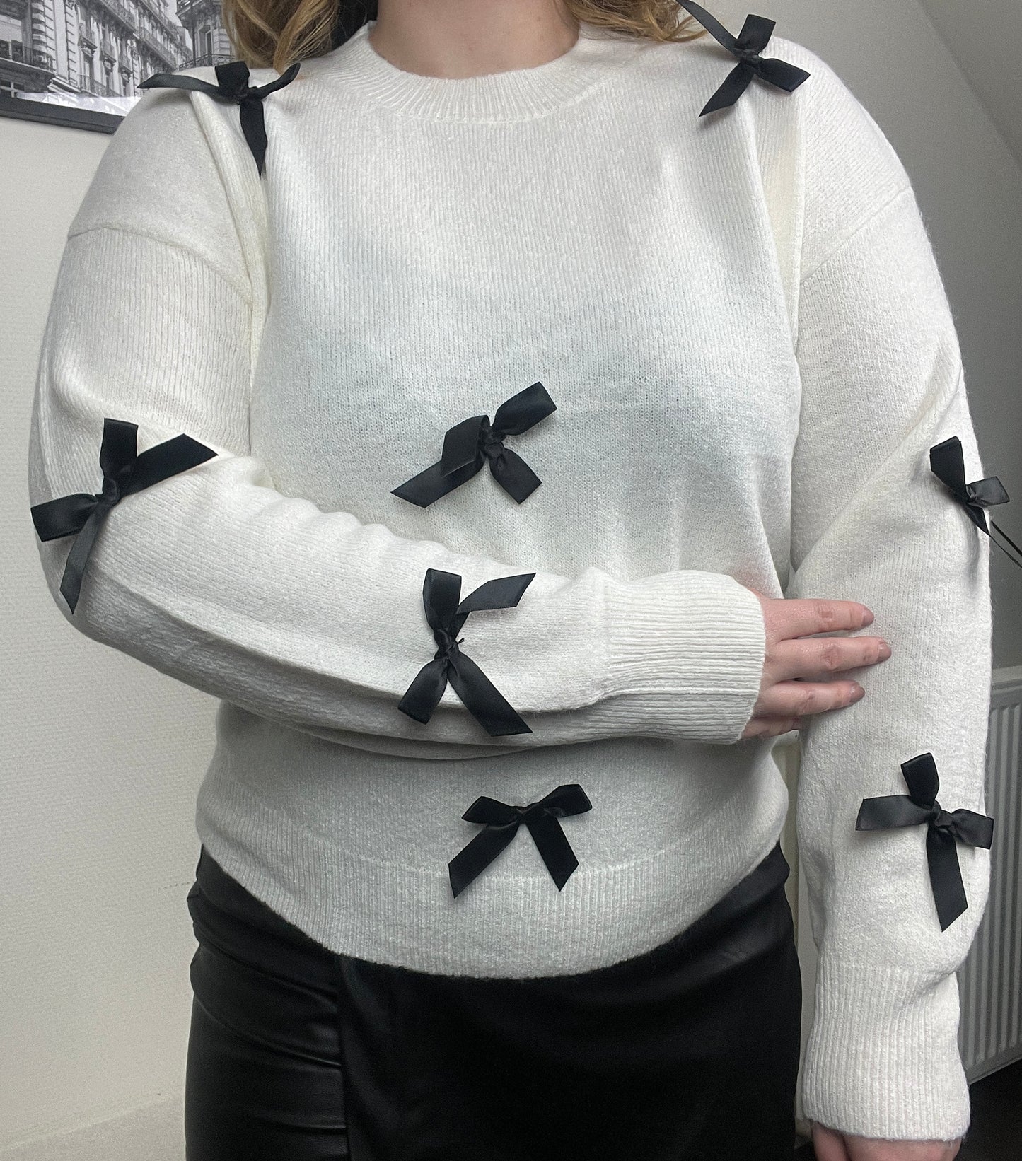 Sweater Tara Strikjes Wit