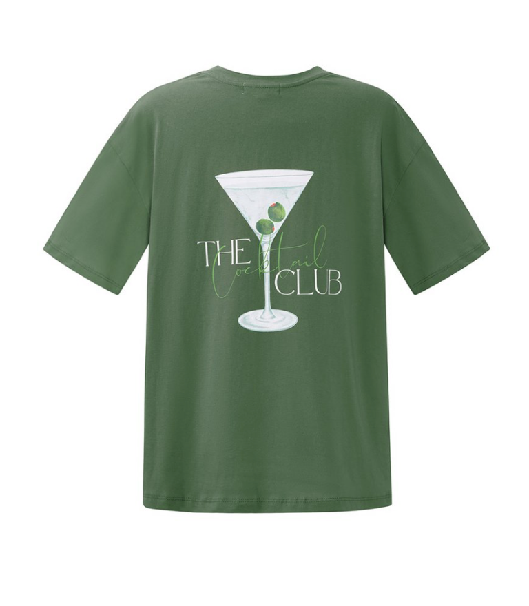 T-shirt The cocktail club Groen (BACKPRINT)