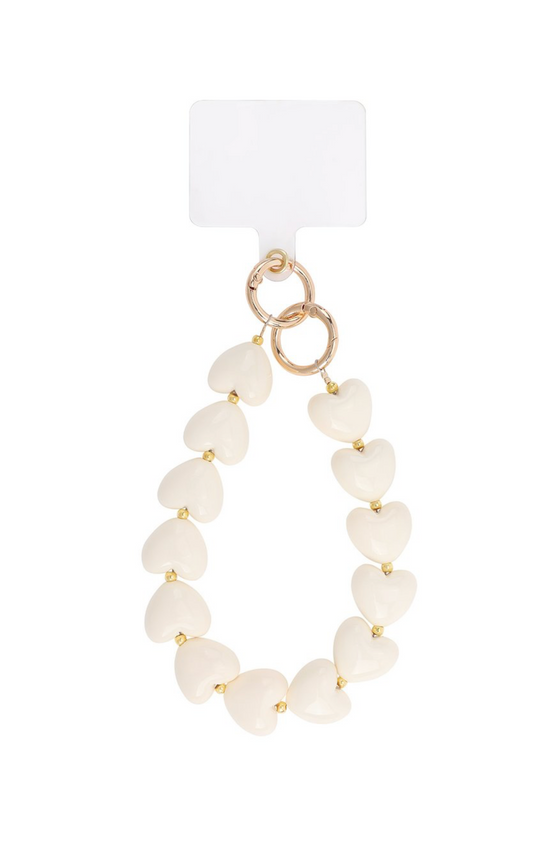 Telefoonkoord classy heart off-white