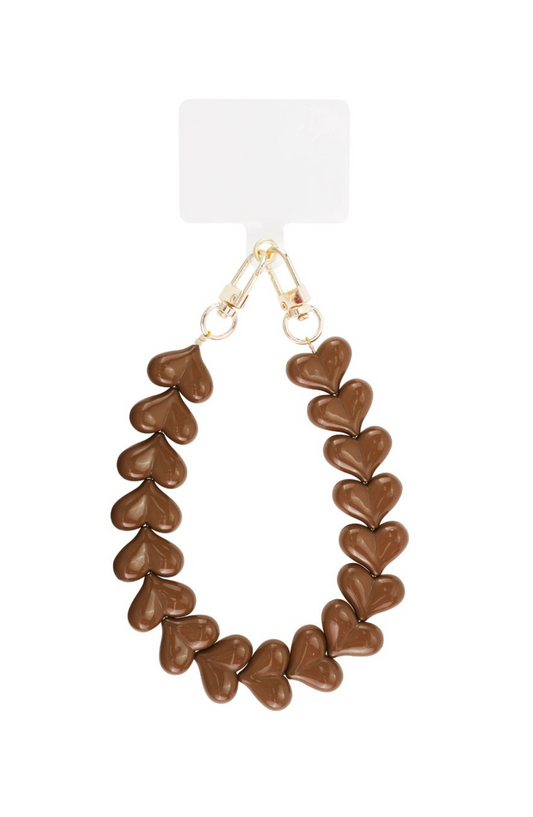 Telefoonkoord classy heart Bruin