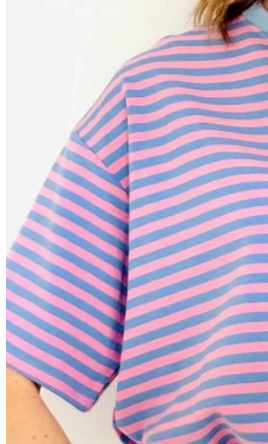 Gestreepte top Livia licht blauw/paars (Pre-order 07-04)