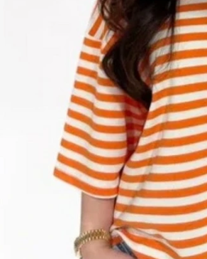 Gestreepte top Livia oranje (Pre-order 07-04)