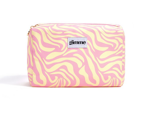 Makeup bag mixed colors roze/geel