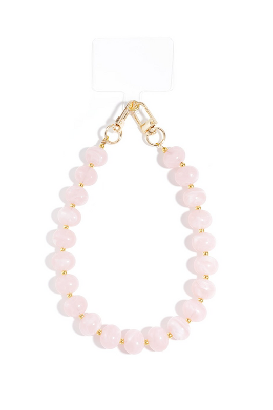 Telefoonkoord beaded roze